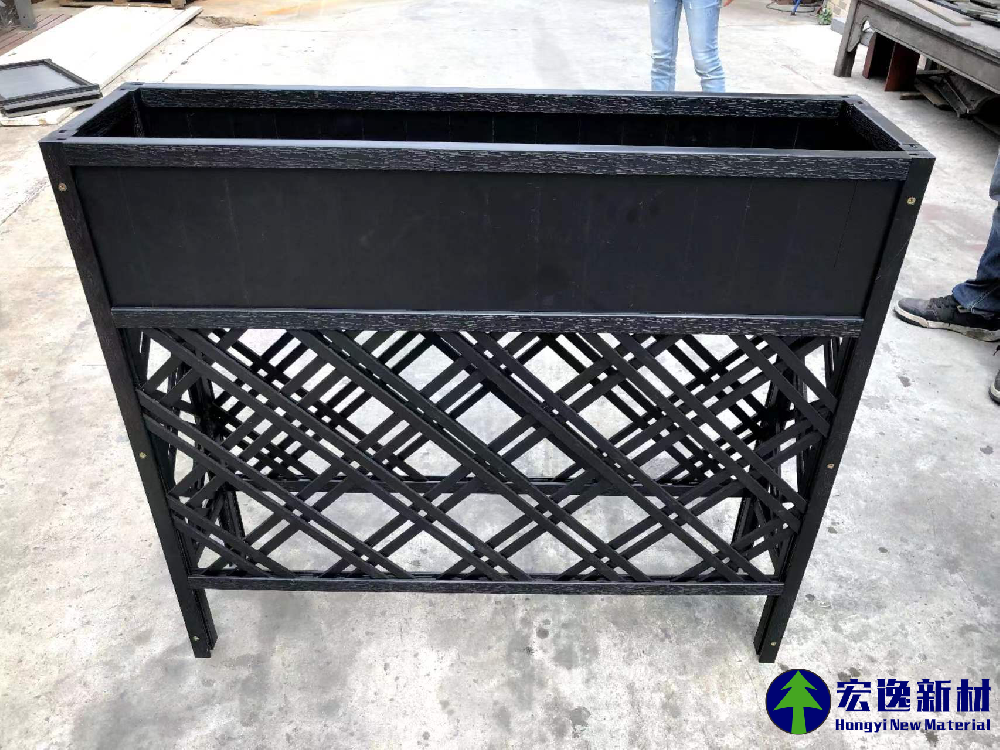 Rectangular center space flower box (black)