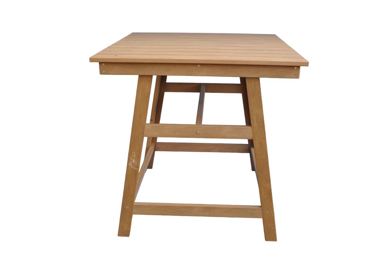 High stool and square table (teak color)